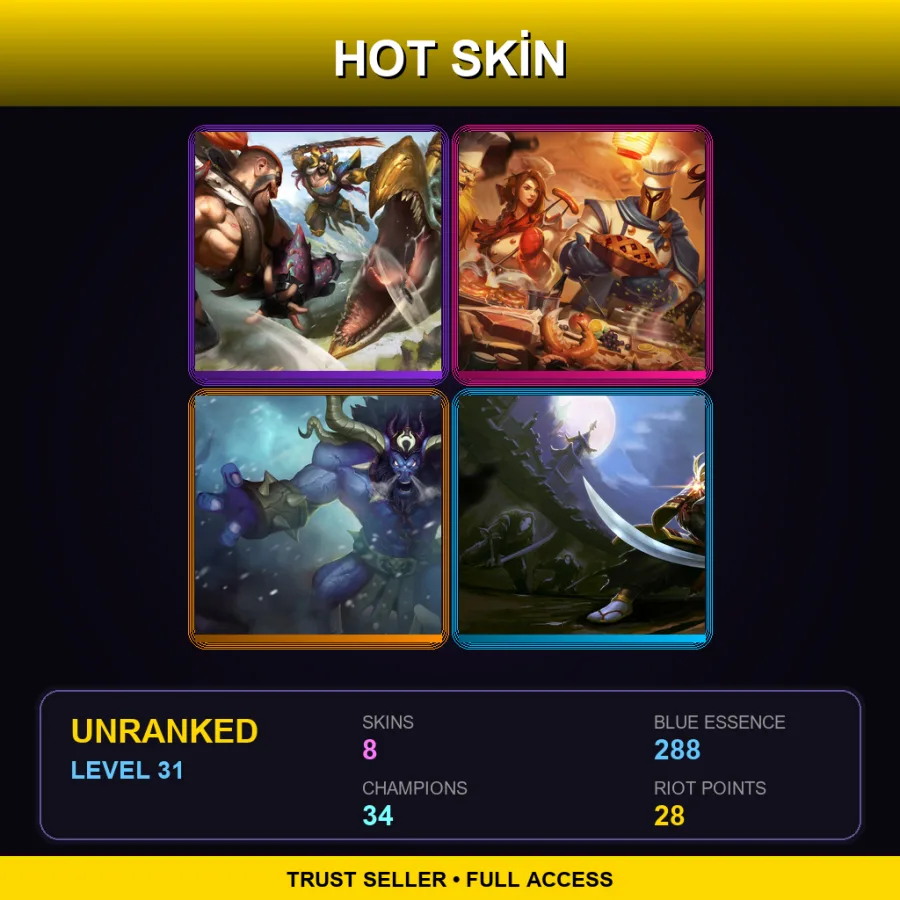 EUNE | Lv31 | Unranked | 8 Skin | 34 Champ — Angler Jax