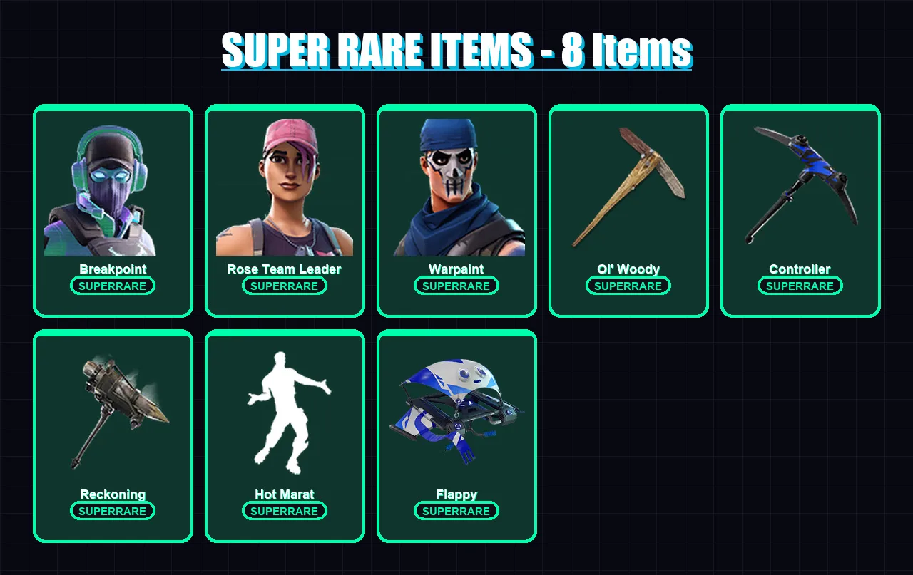 [PS4/PS5/XBOX/PC] | Breakpoint | Rose Team Leader | Warpaint | The Prisoner | Fusion | 73 skin | 121 pickaxe | 122 emote | 116 glider | Lv1747