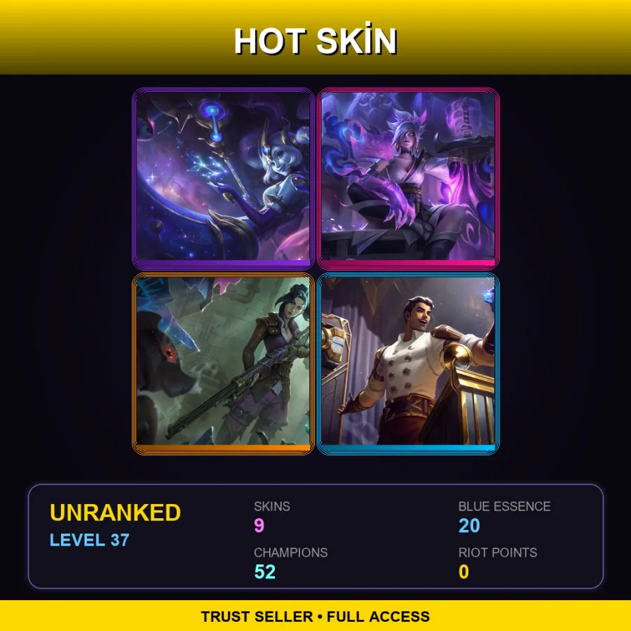 EUW | Cosmic Destiny Nami | Spirit Blossom Riven | Arcane Enforcer Caitlyn | Arcane Inventor Jayce | 9 Skin | 52 Champ | Lv37