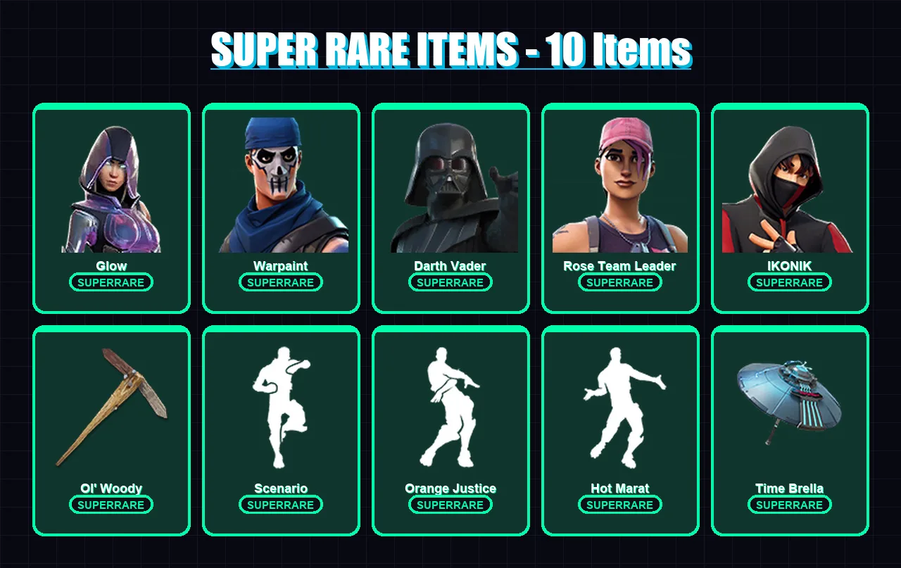 [PC] | Glow | Warpaint | Darth Vader | Rose Team Leader | IKONIK | 153 skin | 188 pickaxe | 151 emote | 144 glider | Lv1945