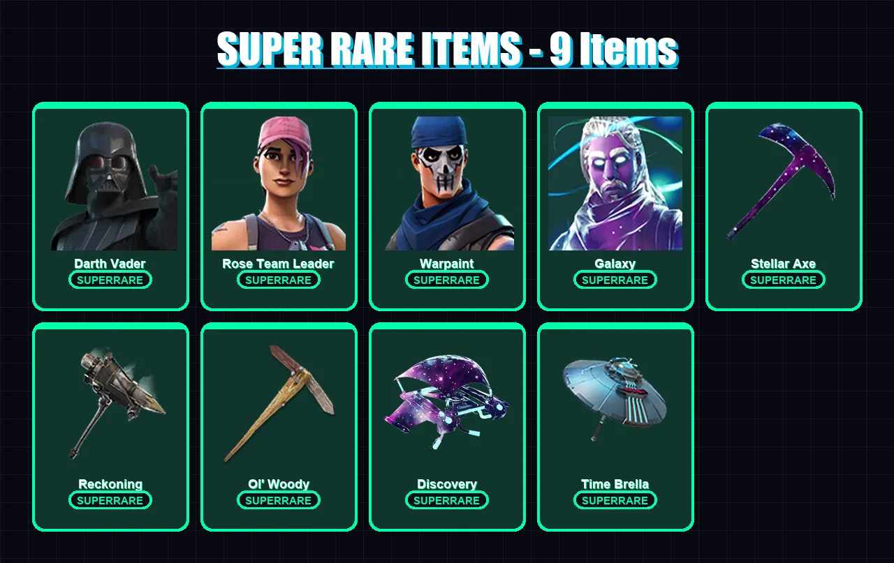 [PC/XBOX/PSN] | Darth Vader | Rose Team Leader | Warpaint | Galaxy | Eternal Knight | 233 skin | 221 pickaxe | 144 emote | 152 glider | Lv1931