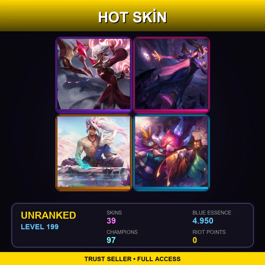 LAN | Lv199 | Unranked | 39 Skin | 97 Champ — LoL account