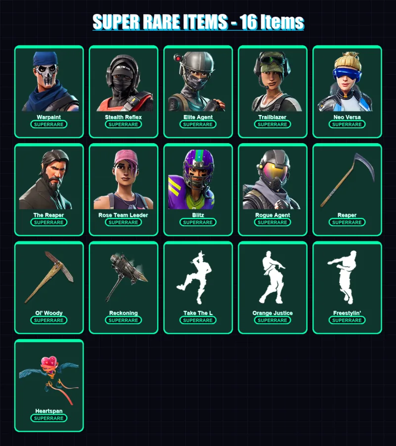 [PC/XBOX/PSN] | Warpaint | Stealth Reflex | Elite Agent | Trailblazer | Neo Versa | 110 skin | 69 pickaxe | 102 emote | 64 glider | Lv806