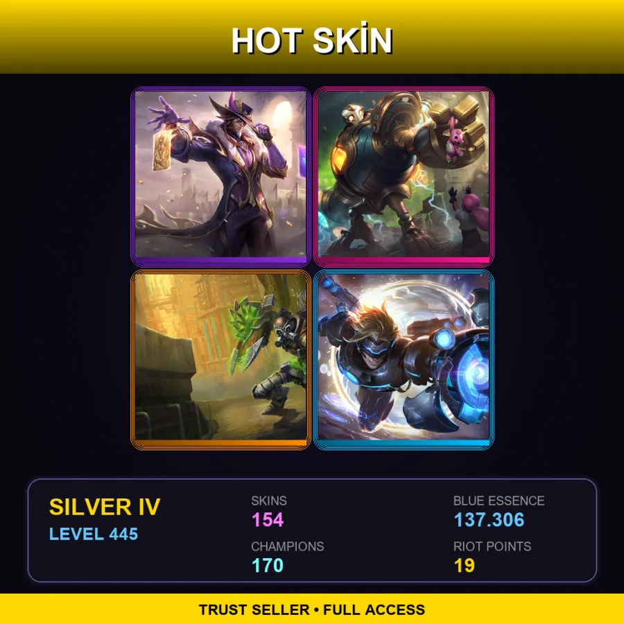 LAN | Lv445 | Silver IV | 154 Skin | 170 Champ