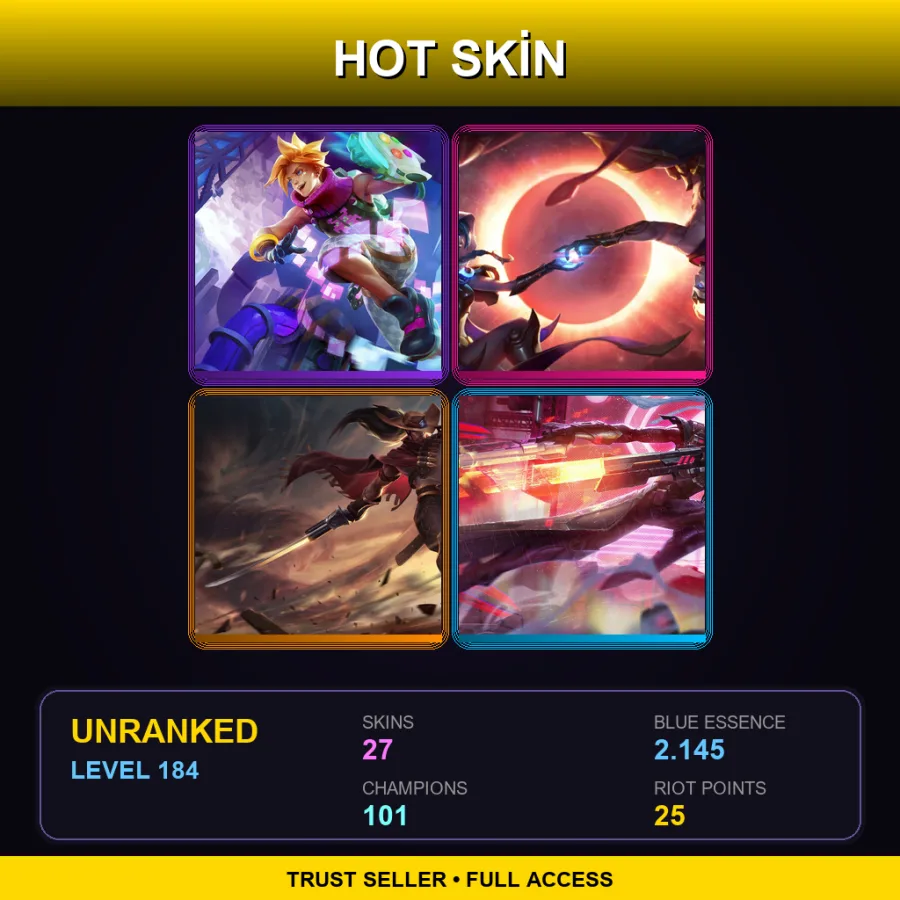 LAN | Lv184 | Unranked | 27 Skin | 101 Champ