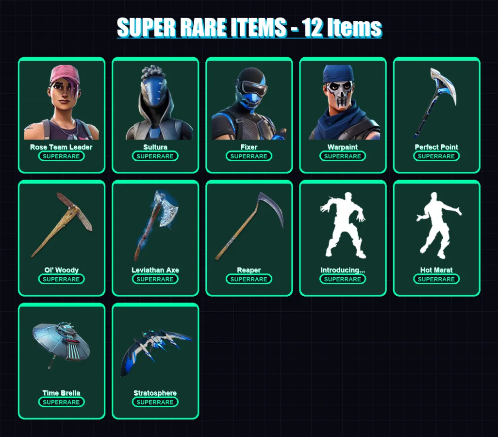 [PC/XBOX/PSN] | Rose Team Leader | Sultura | Fixer | Warpaint | Eternal Knight | 141 skin | 198 pickaxe | 141 emote | 170 glider | Lv2131 — Fortnite account