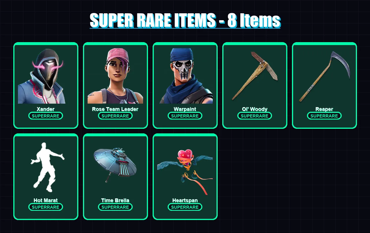 [PC/XBOX/PSN] | Xander | Rose Team Leader | Warpaint | Blackheart | Frozen Red Knight | 102 skin | 157 pickaxe | 118 emote | 144 glider | Lv2434 — Fortnite account