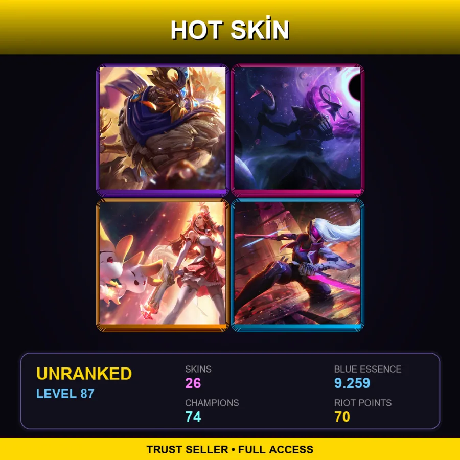 EUNE | Lv87 | Unranked | 26 Skin | 74 Champ