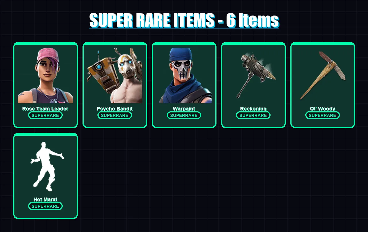[PC/XBOX] | Rose Team Leader | Psycho Bandit | Warpaint | Blackheart | Zenith | 30 skin | 28 pickaxe | 29 emote | 31 glider | Lv285