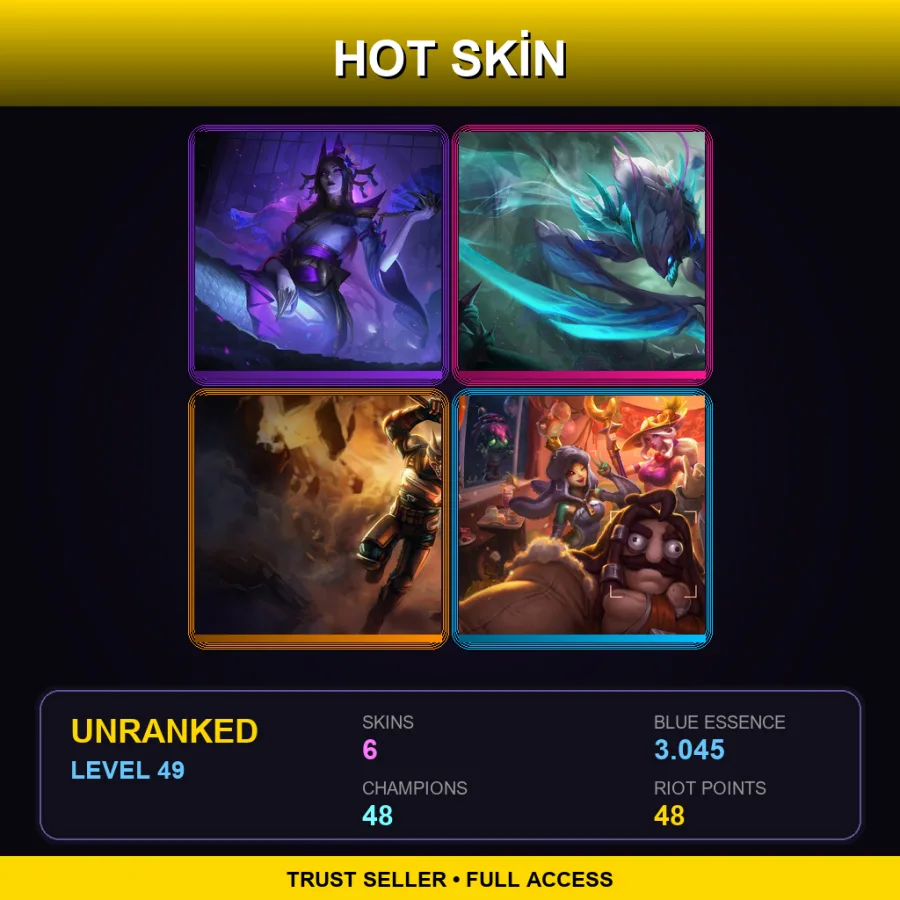 EUW | Lv49 | Unranked | 6 Skin | 48 Champ