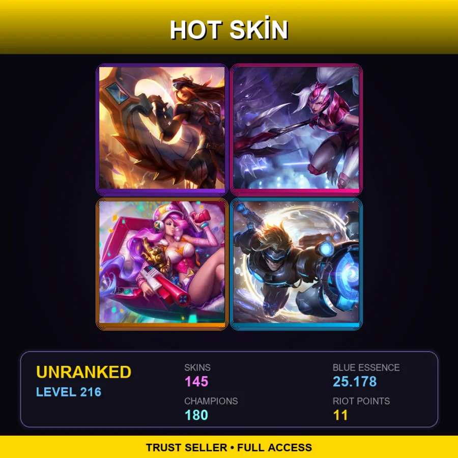 SG | Lv216 | Unranked | 145 Skin | 180 Champ with Gnar