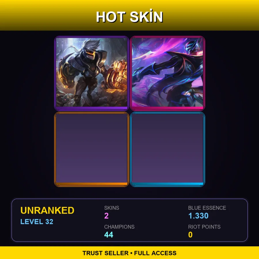 EUW | Lv32 | Unranked | 2 Skin | 44 Champ — LoL account