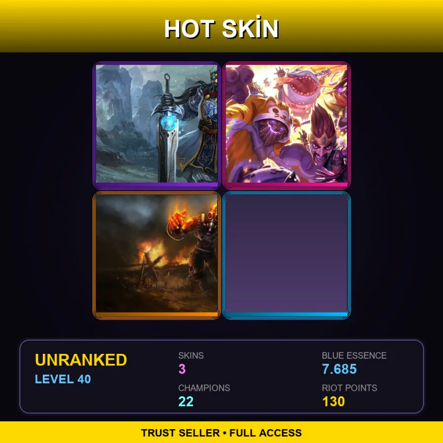NA | Lv40 | Unranked | 3 Skin | 22 Champ — Unranked / Smurf League of Legends