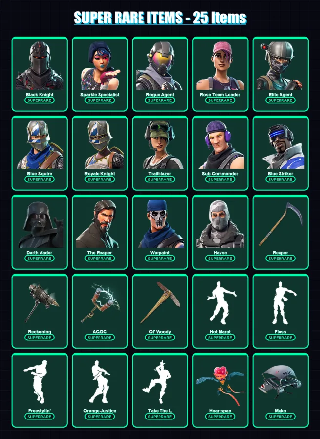 [PC/XBOX] | OG Ghoul Trooper | Black Knight | Sparkle Specialist | 105 skin | Lv1764