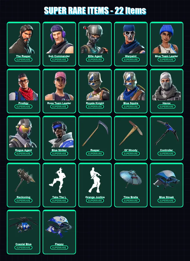 [PS4/PS5/XBOX/PC] | The Reaper | Sub Commander | Elite Agent | Warpaint | Blue Team Leader | 145 skin | 119 pickaxe | 81 emote | 112 glider | Lv1399