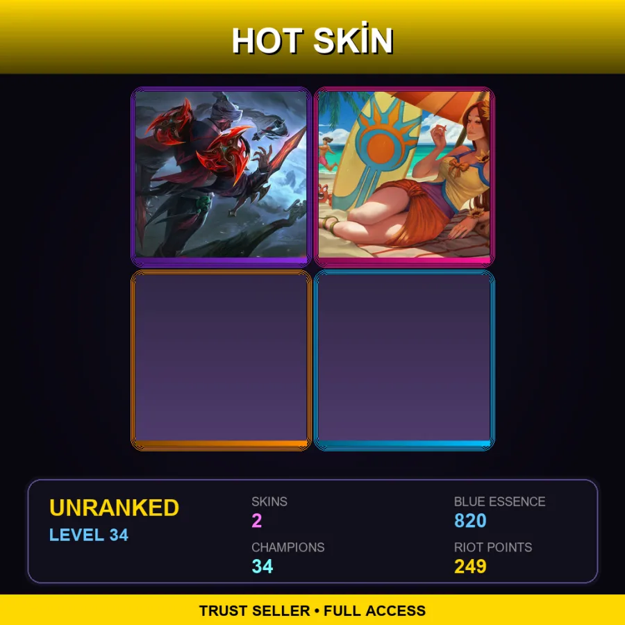 EUW | Lv34 | Unranked | 2 Skin | 34 Champ