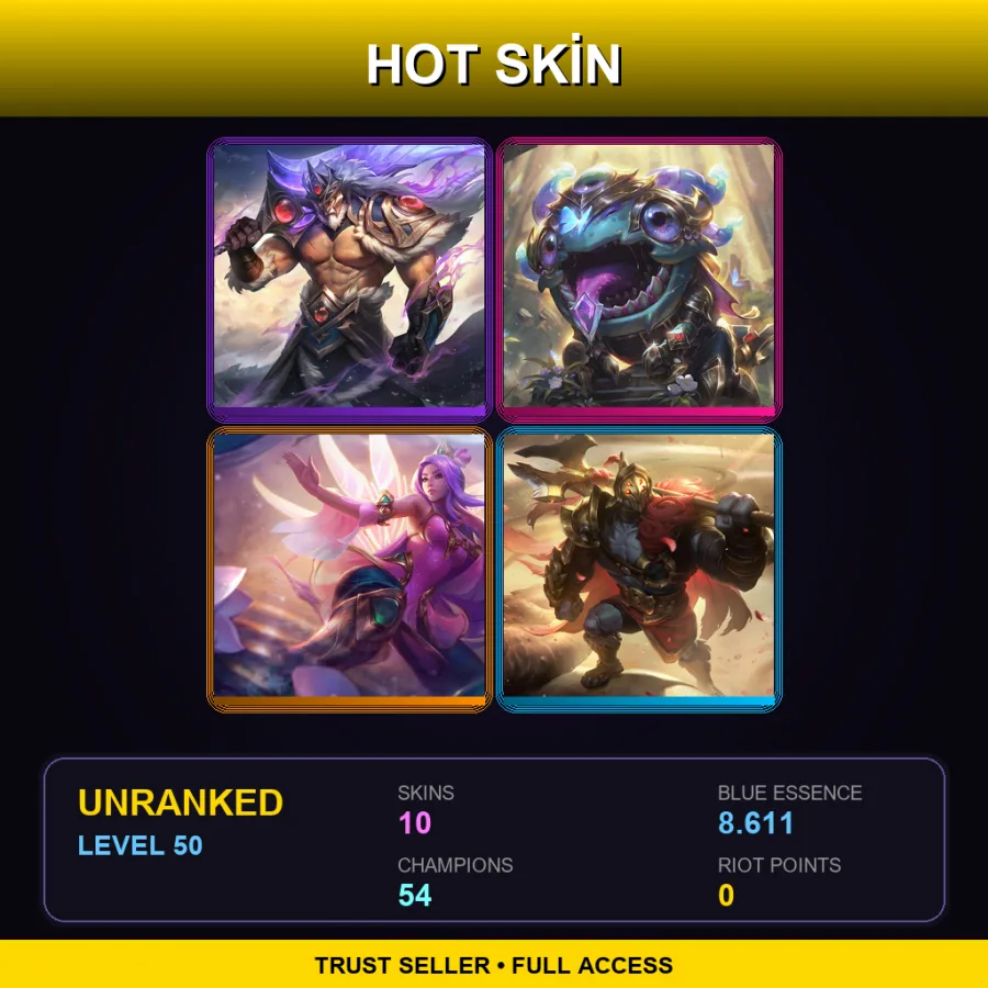 LAS | Lv50 | Unranked | 10 Skin | 54 Champ