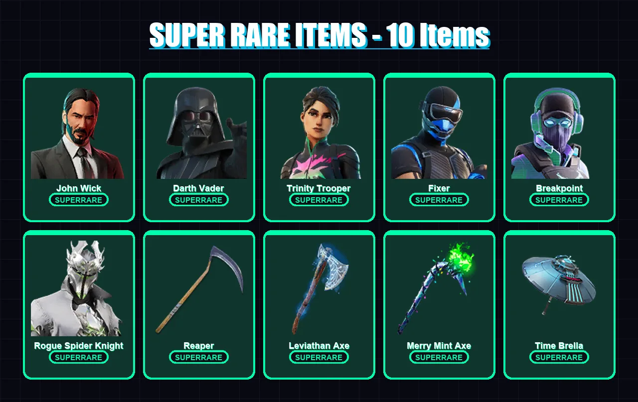 [PS4/PS5/XBOX/PC] | John Wick | Darth Vader | Trinity Trooper | Fixer | Breakpoint | 297 skin | 296 pickaxe | 227 emote | 228 glider | Lv4095