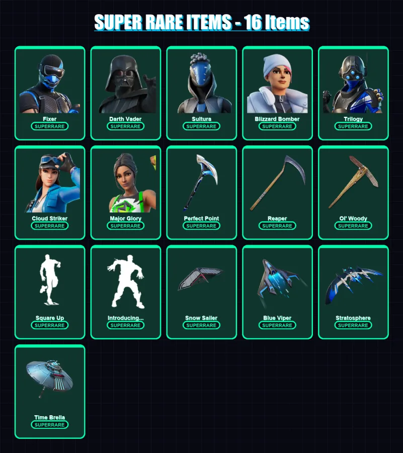 [PS4/PS5/XBOX/PC] | Fixer | Darth Vader | Sultura | Blizzard Bomber | Trilogy | 318 skin | 377 pickaxe | 298 emote | 267 glider | Lv4773