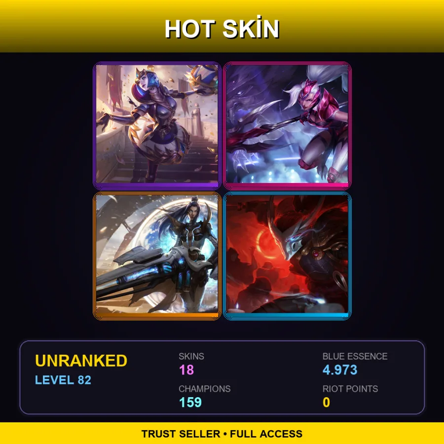 SG | Lv82 | Unranked | 18 Skin | 159 Champ