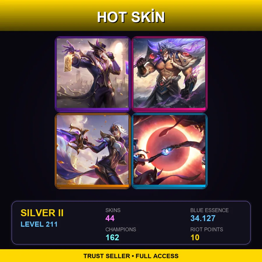 EUW | Lv211 | Silver II | 44 Skin | 162 Champ