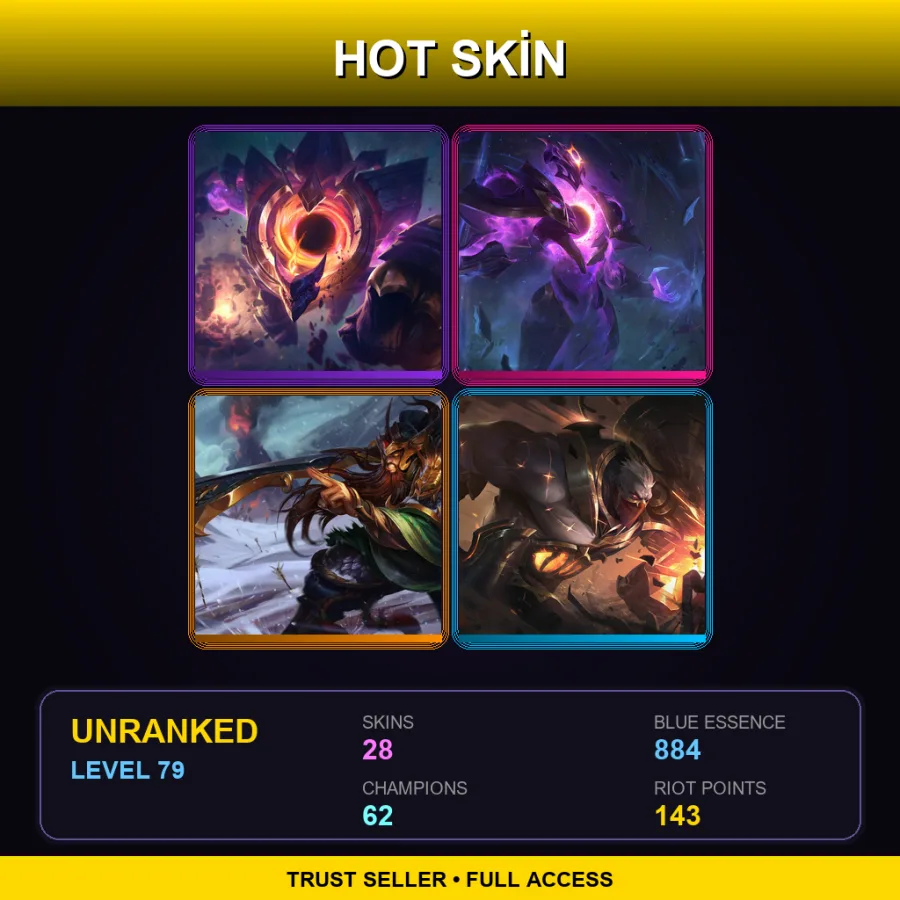 EUW | Lv79 | Unranked | 28 Skin | 62 Champ