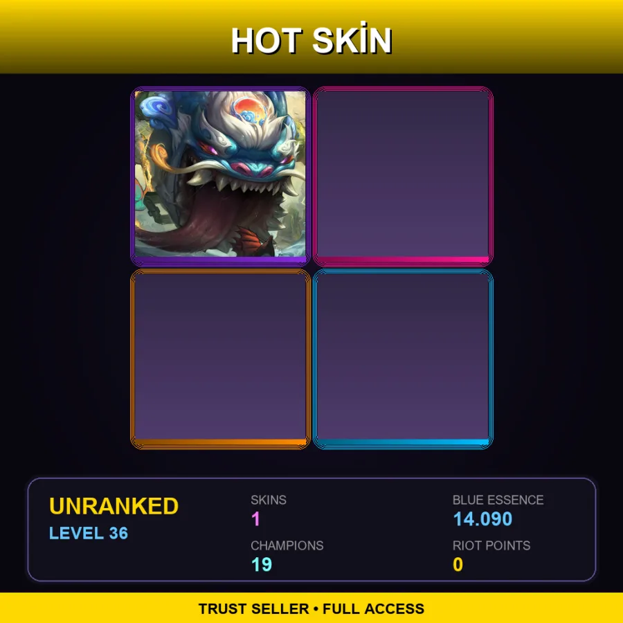 LAN | Lv36 | Unranked | 1 Skin | 19 Champ — LoL account