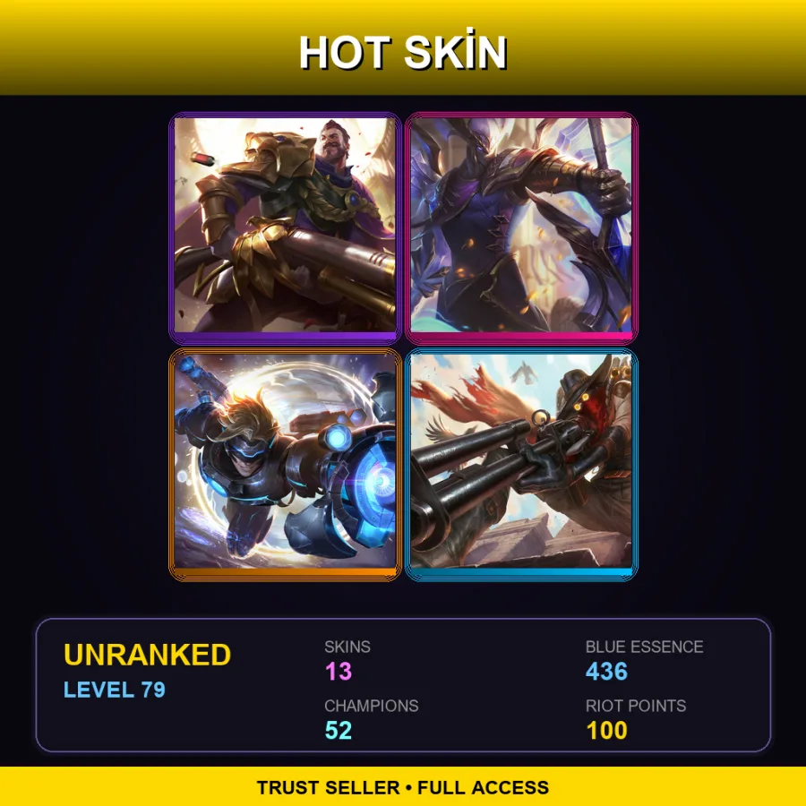 LAN | Lv79 | Unranked | 13 Skin | 52 Champ