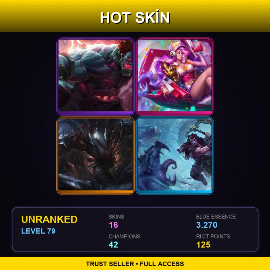 LAN | Lv79 | Unranked | 16 Skin | 42 Champ — LoL account