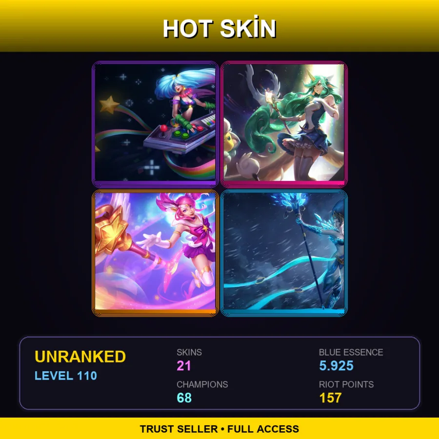 EUW | Arcade Sona | Star Guardian Soraka | Star Guardian Lux | Frost Queen Janna | 21 Skin | 68 Champ | Lv110