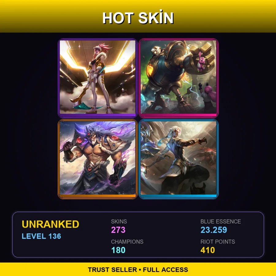 EUW | Lv136 | Unranked | 273 Skin | 180 Champ