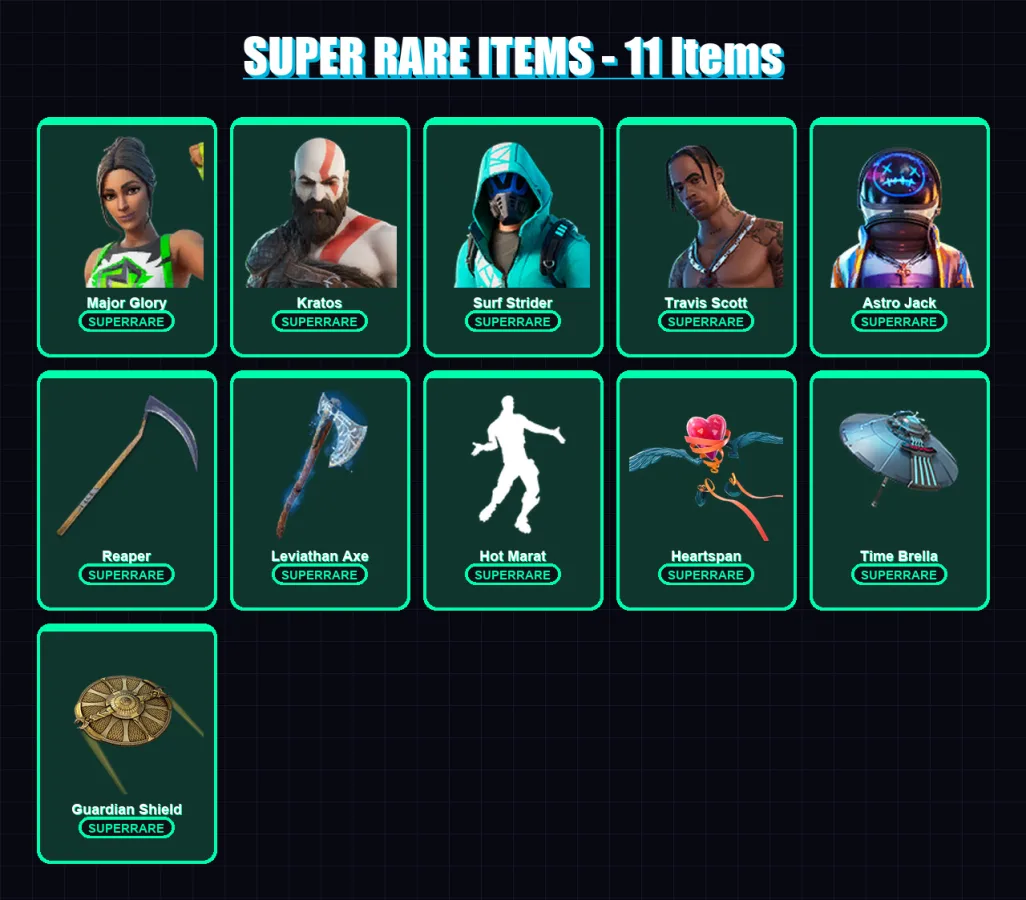[PC/XBOX/PSN] | Major Glory | Kratos | Surf Strider | Travis Scott | Astro Jack | 105 skin | 92 pickaxe | 83 emote | 95 glider | Lv1292