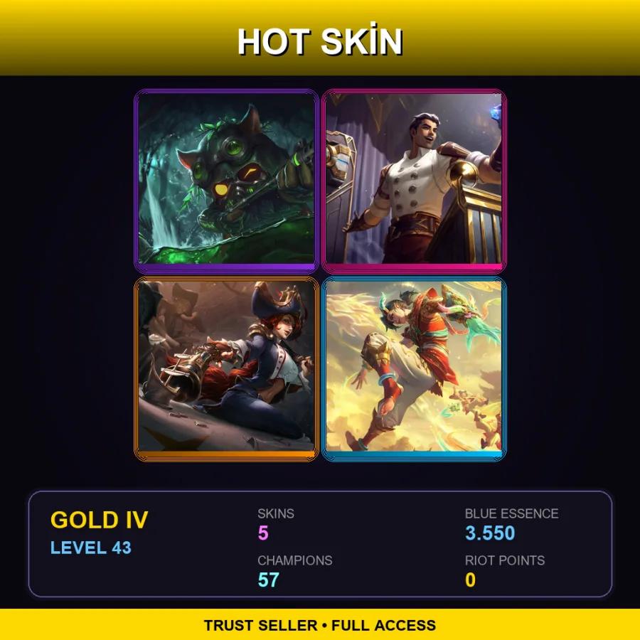 LAN | Lv43 | Gold IV | 5 Skin | 57 Champ