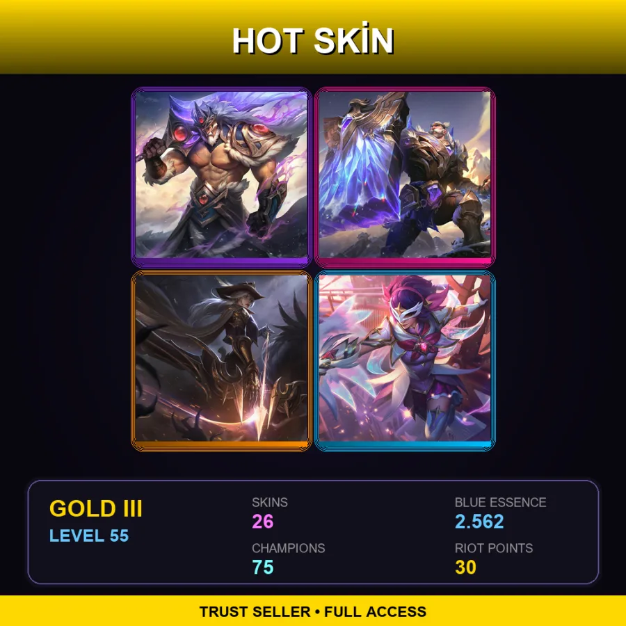 EUNE | Lv55 | Gold III | 26 Skin | 75 Champ