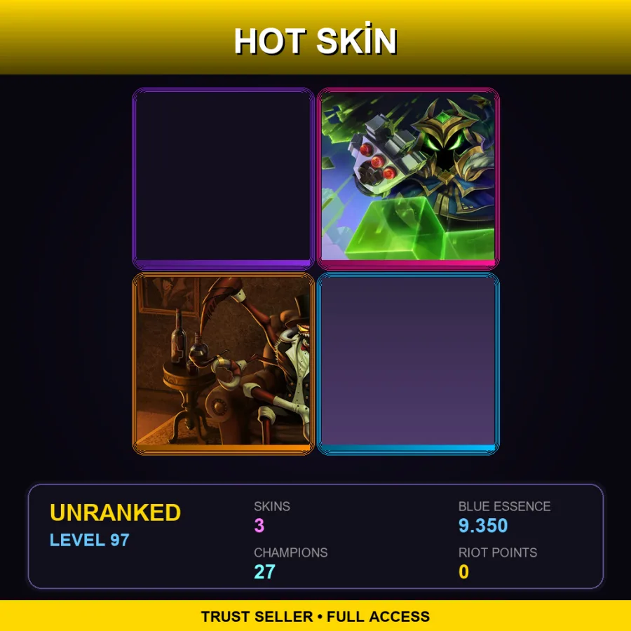LAN | Lv97 | Unranked | 3 Skin | 27 Champ — LoL account