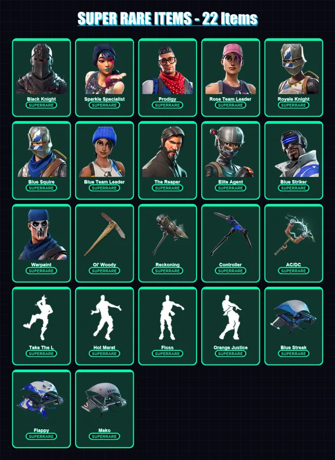 [PC/XBOX] | Black Knight | Sparkle Specialist | Prodigy | Rose Team Leader | Royale Knight | 68 skin | 56 pickaxe | 63 emote | 61 glider | Lv670