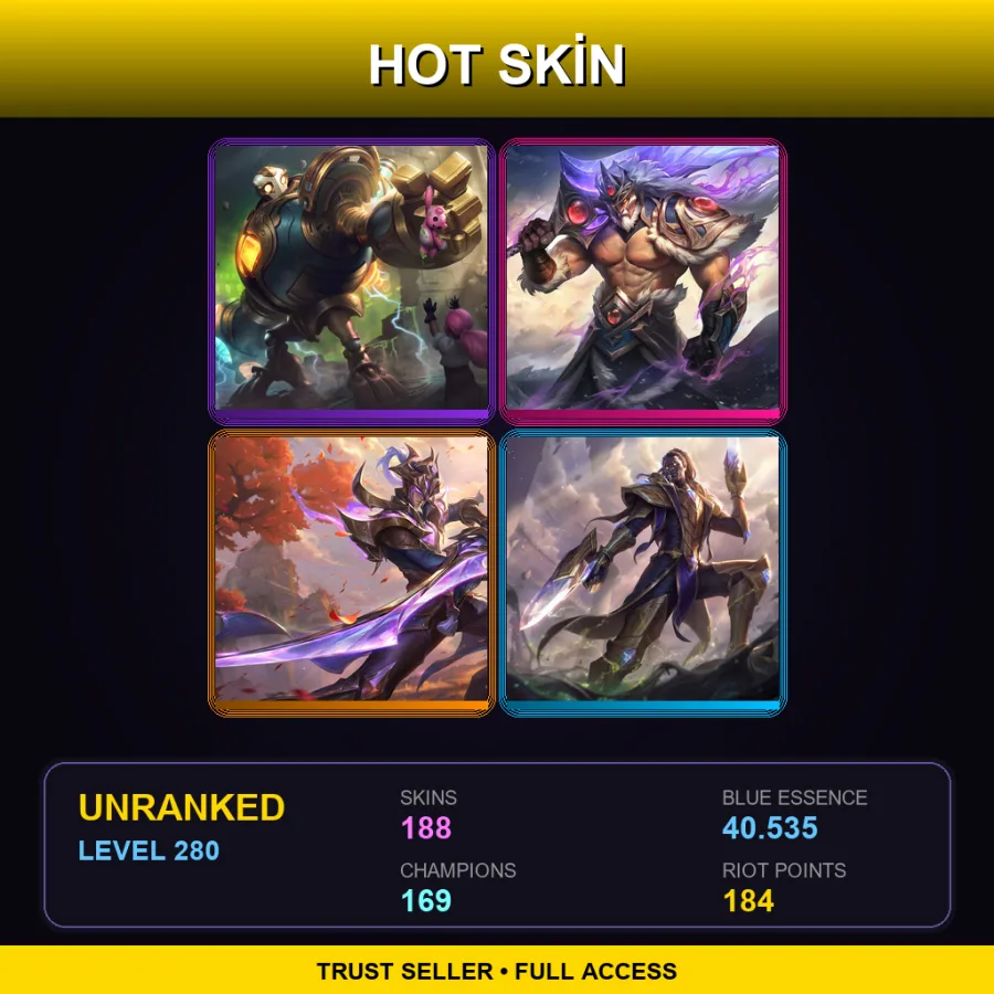 EUNE | Lv280 | Unranked | 188 Skin | 169 Champ — Traditional Sejuani