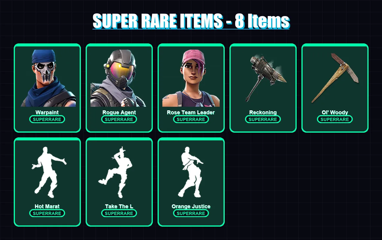 [PC/PSN] | Warpaint | Rogue Agent | Rose Team Leader | Valeria | Omega | 54 skin | 58 pickaxe | 62 emote | 55 glider | Lv591
