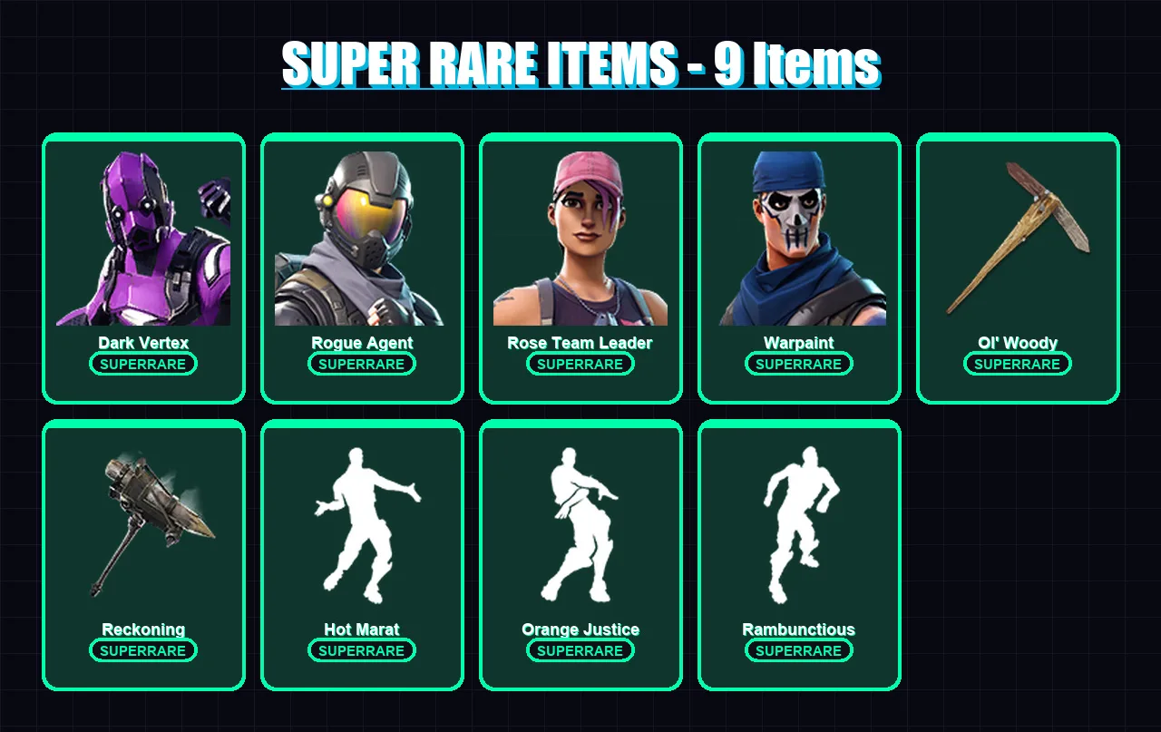 [PC/XBOX/PSN] | Dark Vertex | Rogue Agent | Omega | Rose Team Leader | Warpaint | 62 skin | 42 pickaxe | 47 emote | 36 glider | Lv354 — Fortnite account