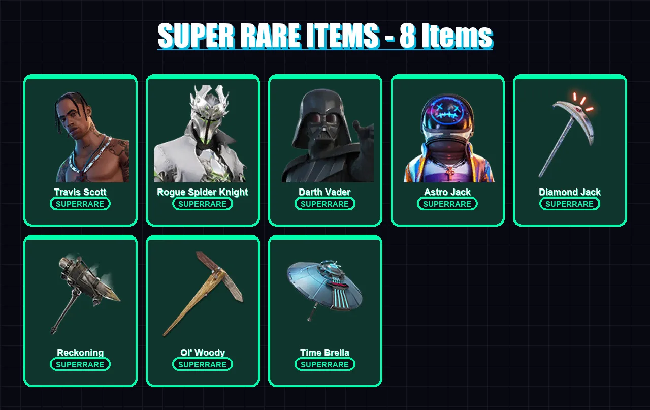 [PC] | Travis Scott | Rogue Spider Knight | Darth Vader | Astro Jack | Piccolo | 367 skin | 369 pickaxe | 267 emote | 226 glider | Lv2709