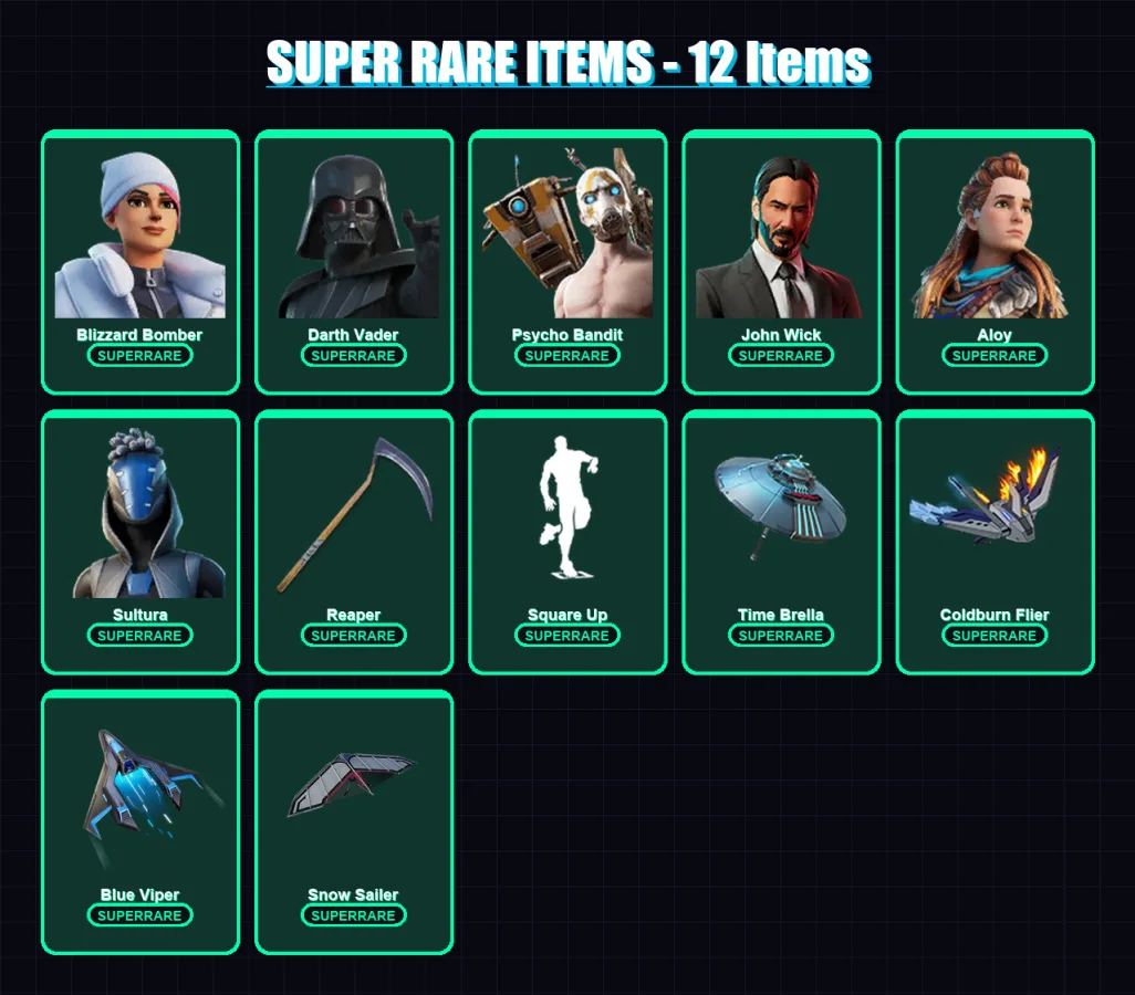 [PS4/PS5/XBOX/PC] | Blizzard Bomber | Darth Vader | Psycho Bandit | John Wick | Aloy | 775 skin | 691 pickaxe | 592 emote | 276 glider | Lv5353