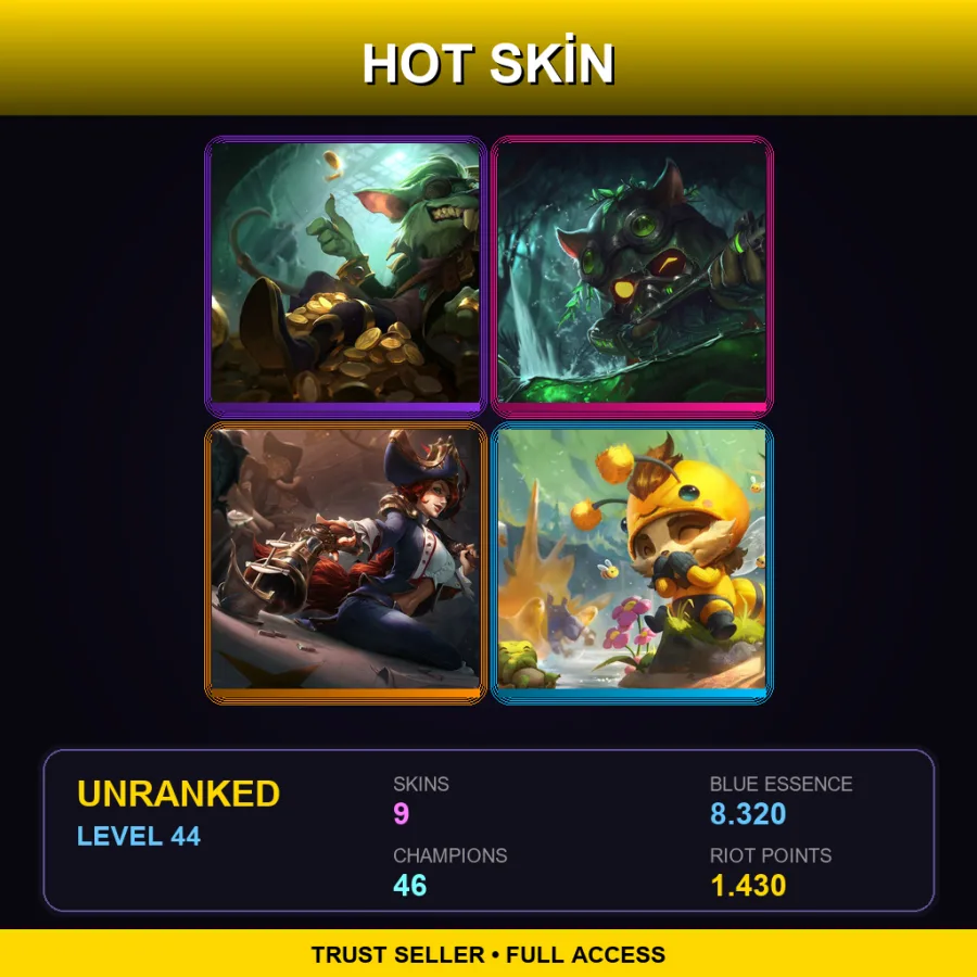 NA | Lv44 | Unranked | 9 Skin | 46 Champ — LoL account