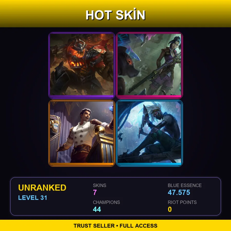 NA | Lv31 | Unranked | 7 Skin | 44 Champ