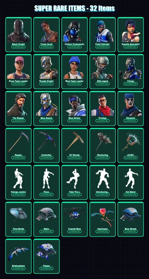 [PC/XBOX] | Black Knight | Travis Scott | Carbon Commando | 124 skin | Lv1765