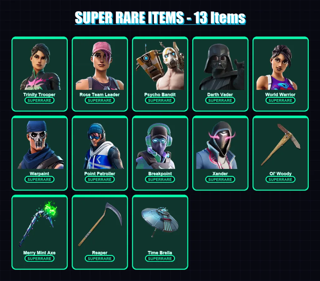 [PC/XBOX] | Trinity Trooper | Rose Team Leader | Psycho Bandit | 346 skin | Lv4518