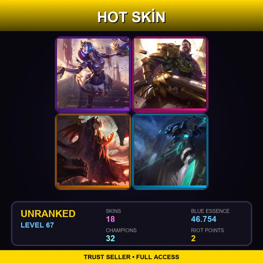 SG | Lv67 | Unranked | 18 Skin | 32 Champ — LoL account