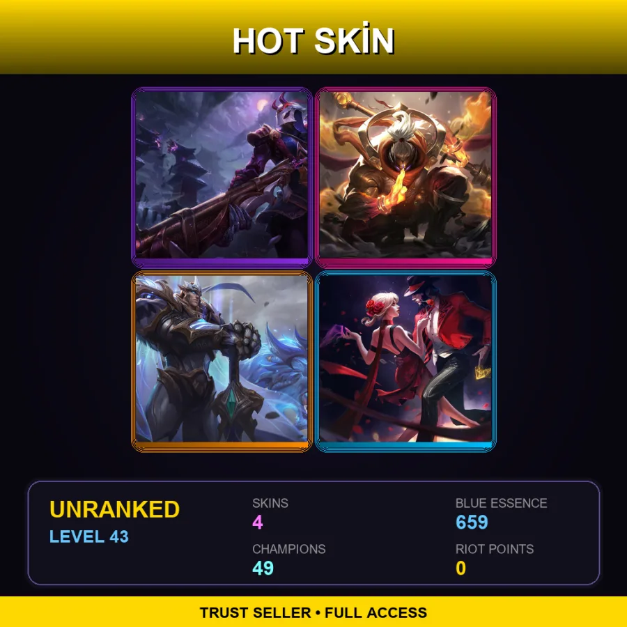 NA | Lv43 | Unranked | 4 Skin | 49 Champ