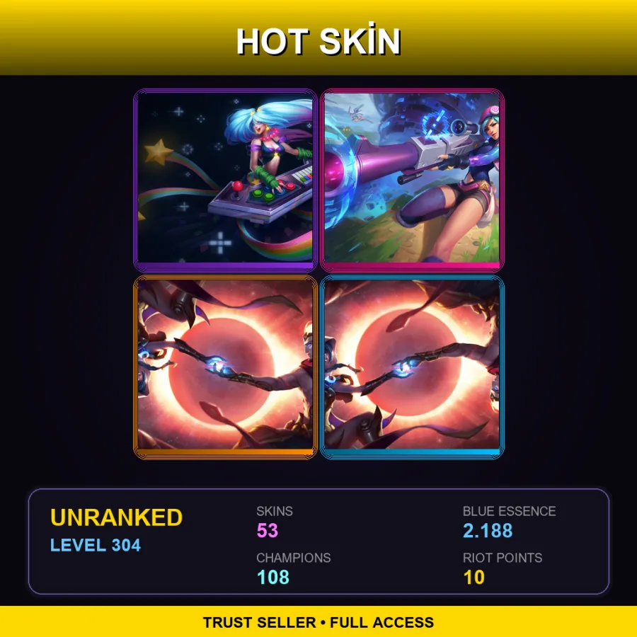 LAS | Lv304 | Unranked | 53 Skin | 108 Champ