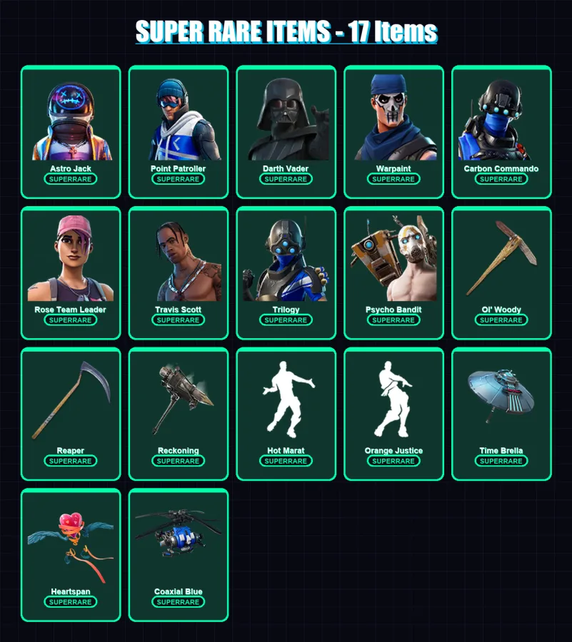 [PS4/PS5/XBOX/PC] | Astro Jack | Point Patroller | Darth Vader | Warpaint | Carbon Commando | 193 skin | 187 pickaxe | 158 emote | 173 glider | Lv26 — Fortnite account