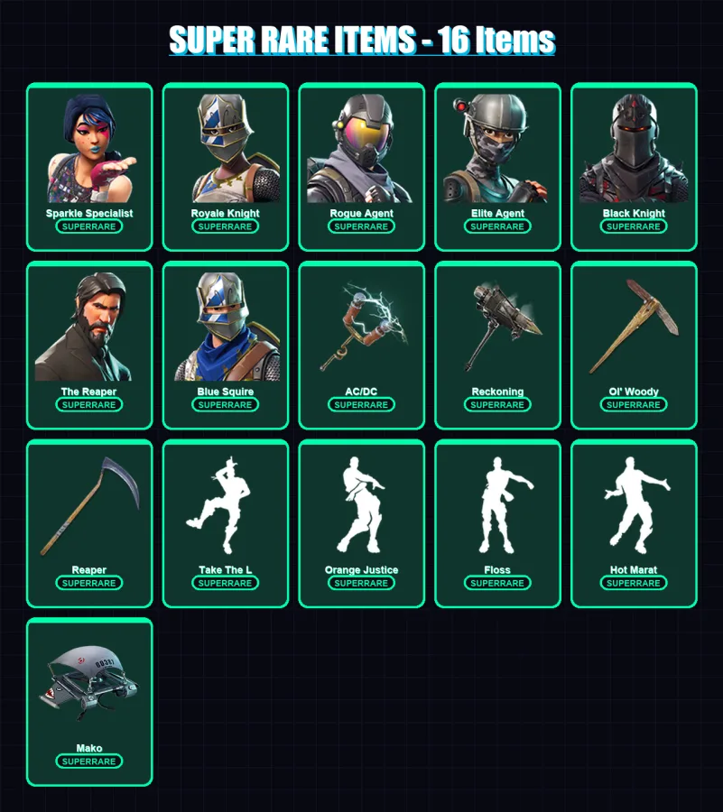 [SWITCH/PC] | OG Skull Trooper | Sparkle Specialist | Royale Knight | Rogue Agent | Elite Agent | 54 skin | 64 pickaxe | 53 emote | 45 glider | Lv68